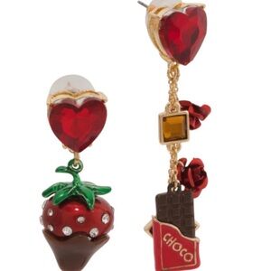 Betsey Johnson Strawberry Chocolate 🍫 🍓 MixMatch Earrings
